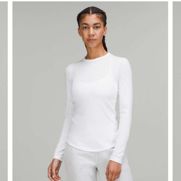 Lululemon Tops - Lululemon Long Sleeve Shirt S White Hold Tight Hip Length Modal Casual Light